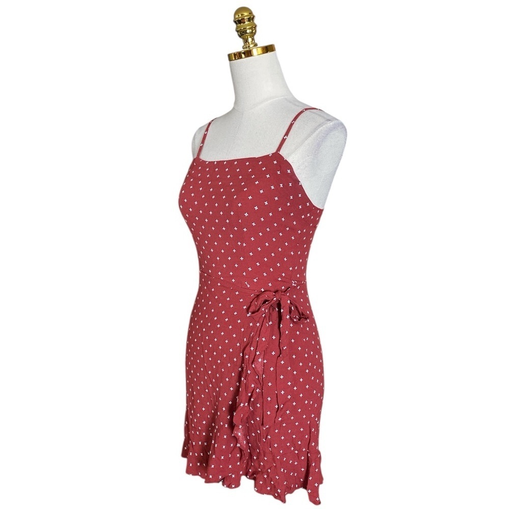 Abercrombie & Fitch Floral Ruffle Hem Faux Wrap Sleeveless Mini Dress Small - Picture 4 of 7